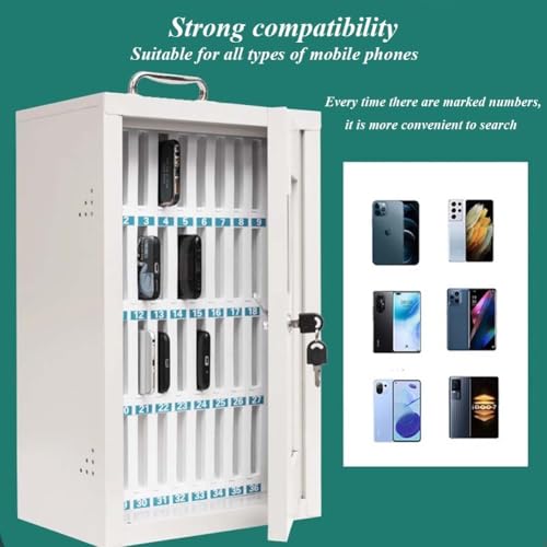 Wall-mountable Cell Phone Locker, Portable Cell Phone Safe Deposit Box with Lock Translucent Mobile Phone Safe Box for Enterprise, Company, Classrooms(36 Slots)