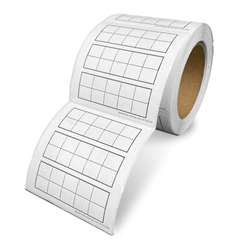Geyer Instructional Products - 3.75" x 3.75" Ten Frame Graph Paper Grid Stickers, Three 2 x 5 Rectangular Frames, Roll of 500 Stickers