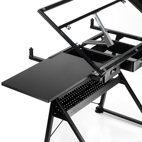 Artist's Loft Artist Table - Glass-Top Table for Drafting, Drawing, Sketching, Painting, and Arts & Crafts - 1 Pack