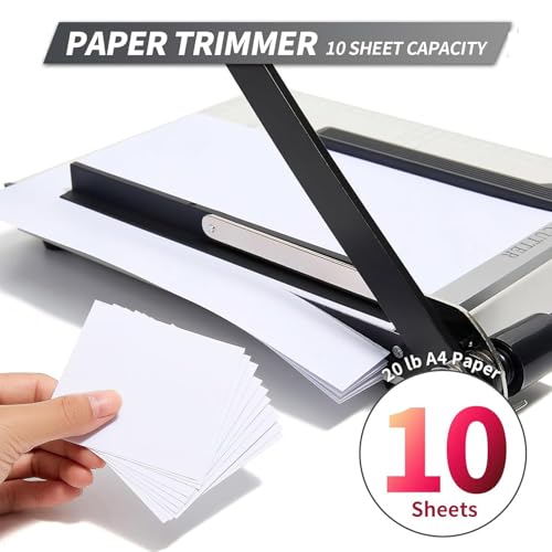 A4 Paper Cutter, 12 Inch Cut Length Manual Guillotine Paper Trimmer with Safety Guard and Blade Lock，10 Sheets for Paper Photo Picture Card