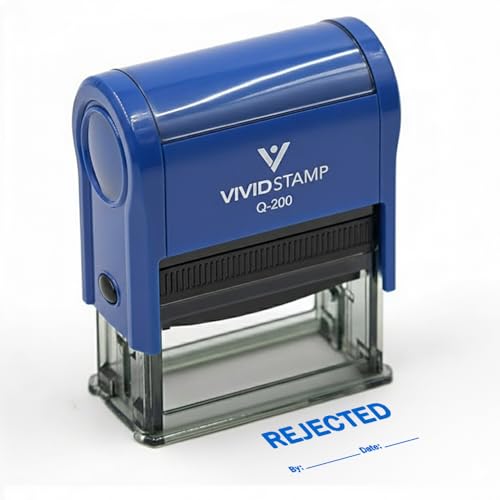 Accepted/Rejected by Date Self Inking Rubber Stamp - 2 Pack (Blue Ink/Red Ink) Large (10 pcs)