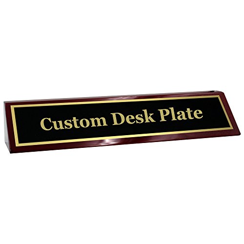 Personalized Desk Name Plate (10″×2″) – Custom Engraved Office Name Plaque | Professional Desk Sign for Work, Home Office & Business | Black Brass & Polished Base