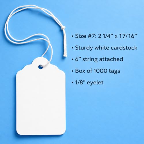1000 White Marking Tags with String Attached 2 1/4" x 1 7/16"
