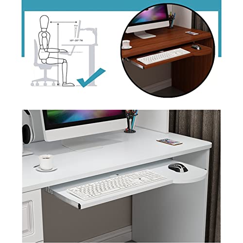 FENOKD Home Office Keyboard Mouse Slider Tray - with 14Inch Slides Rail - Steadily Pull Out Keyboard Platform Drawer - Under Desk Sliding Keyboard Shelf, Walnut, 70Cm X 26Cm.Black-60cm x 26cm