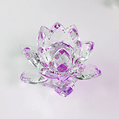 Fengshui Crystal Flower Crafts Glass Paperweight Ornaments Figurines Home Wedding Party Decor Gifts Souvenir,Lilac,200mm