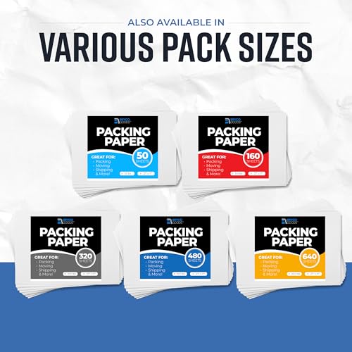 Packing Paper Sheets for Moving | 480 Sheets | 27" x 17" | 15lb | Made in USA | Newsprint Paper | Must Have in Your Moving Supplies