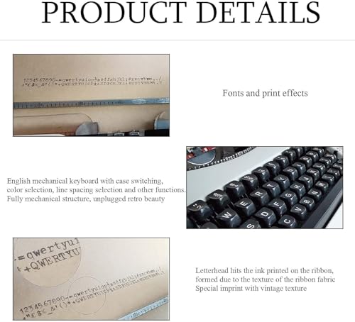Retro Old-Fashioned Manual Typewriter,Typewriters for Writers,Retro Typewriter for Home/Office/Study Room Desk,Portable and Easy to Use 30 * 30 * 12cm(White)