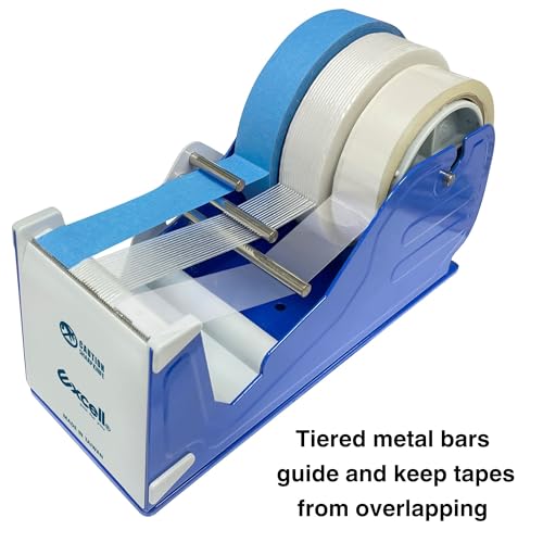 by Excell Deluxe Triple Extra Wide Metal Multi-Roll Desktop Tape Dispenser