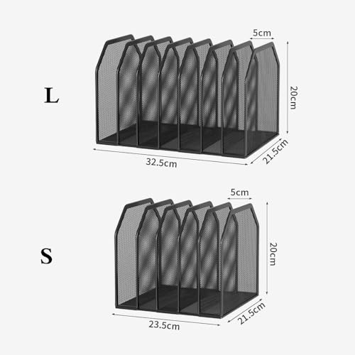 File Rack Section Vertical Desktop Organizer, Mesh File Folder Stand Sorter for Office Home Letter Trays(Small)