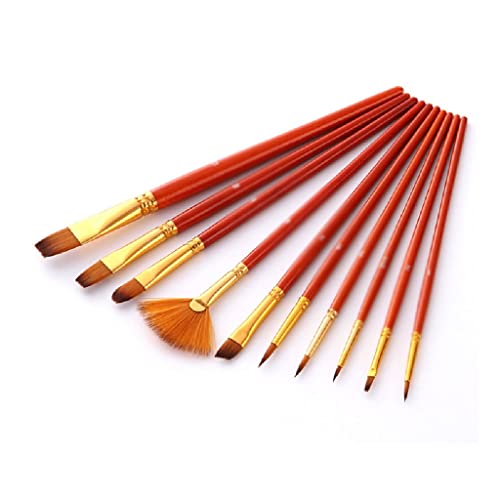 UOHLCX HBJWOV 10 Nylon Hair Painted Water Color Pen Short Rod Oil Acrylic Painting Brush Professional Art Drawing Tool Supplies