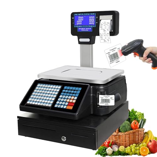 OGMOYT Digital Label Printing Scale with Thermal Printer and LCD Display for Retail and Shipping ，C
