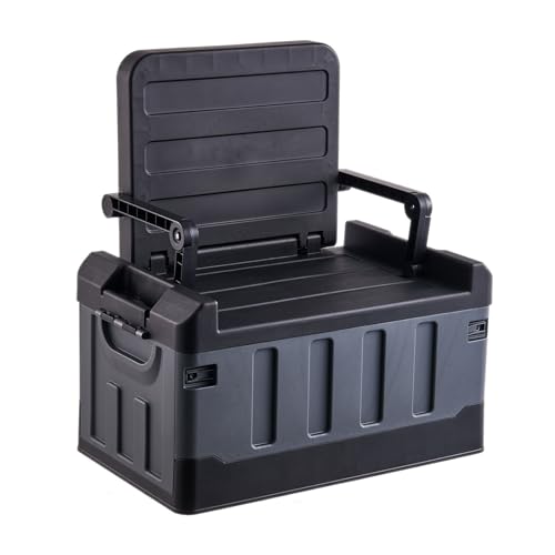 XJOYSL7921 Camping Storage Bag ﻿ PP Folding Storage Box, Outdoor Portable Camping Seats Table Equipment, Organizer For Picnic Camp Gears Snacks Drinks Food Crate Utility Box(Black)