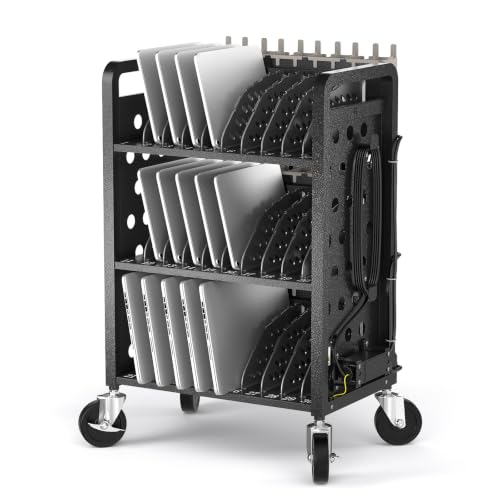 POCHAR 30 Devices Open Laptop Charging Cart for iPads, Tablets - Laptop & Tablet Storage Carts for Classroom, Office - Chromebook Charging Station Cart with Cable Management & Surge Protection