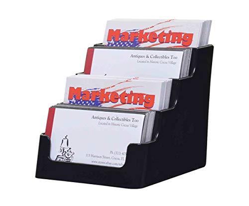 Marketing Holders 48 Pack Business Card Holder Acrylic Four Tiers Four Pockets Counter 3.5" x 2" Appointment Cards for Medical Facilities Offices Trade Shows Boutiques Salons Space Saving Black