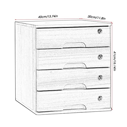 SDVantage Solid Wood Desktop File Cabinet with Lock Flat File Cabinet Storage for Desktop Nization and Data Security Desktop Storage Box with Dividers for Office Supplies and Docum,A4 Drawer