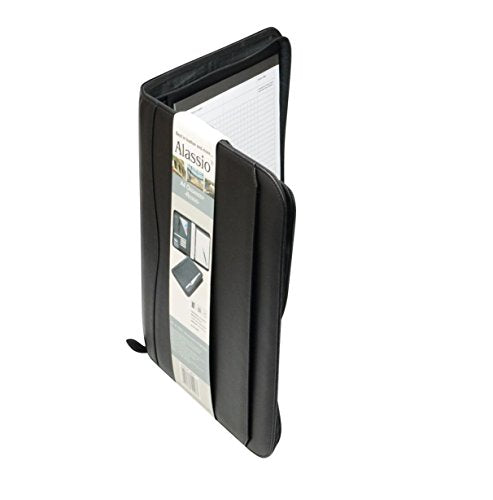 Alassio 30027 Reggio Ring Binder DIN A4 Approx. 36 x 28 x 5 cm Black/Fine Touch Imitation with Calculator and Pad A4