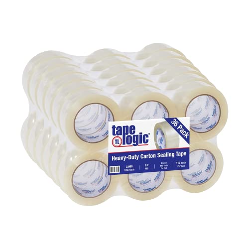 Tape Logic 2" x 110 yds Acrylic Packing Tape 2.2 Mil, Clear (36-Pack) Heavy Duty Packing Tape Rolls for Sealing Boxes at Home, Warehouse, & Office, Supplies for Packaging, Shipping, Moving