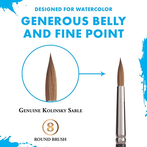 Princeton Siberia Genuine Kolinsky Sable Paint Brush for Watercolor, Series 7050, Round, 8