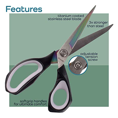 JubileeYarn Forged Titanium Fabric Shears - 9.5" White w/Red - 30 Unit Bulk Pack
