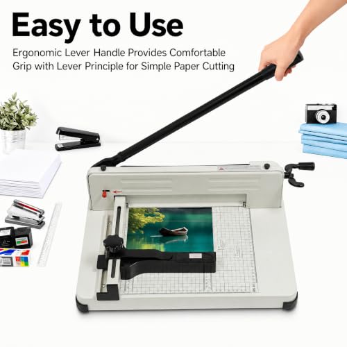 12in Guillotine Paper Cutter, Manual Trimmer for 400 Sheets A4 with Lock