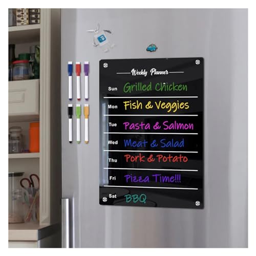 Magnetic Dry Erase Board for Fridge, Acrylic Planner with 6 Pens