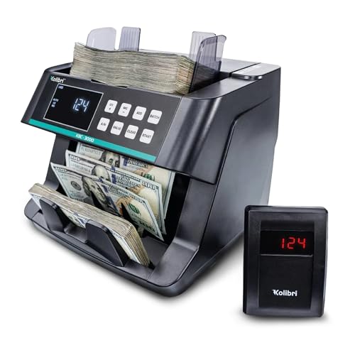 KOLIBRI Money Counter Machine I LCD Display I Business Grade I Advanced UV/MG/IR/DD/HLF Detection I Single Denomination (USD) I 1,200 Notes/Min I 1-Year Warranty I KBC–3000