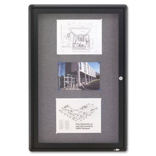 Quartet Bulletin Board 24"W x 36"H Enclosed & Lockable Fabric Notice Board, Graphite/Gray (2363L)