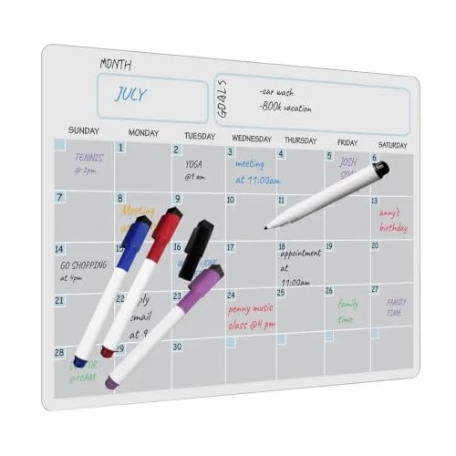 Fridge Calendar Monthly Weekly Planner Magnetic Message Board