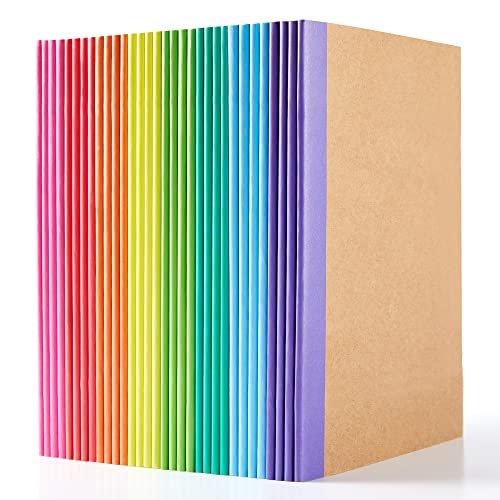 32 Pack Composition Notebooks Bulk, Feela Kraft Cover Lined Blank College Ruled Composition Travel Journals with Rainbow Spines For Women Students Business, 60 Pages, 8.3”x 5.5”, A5, 8 Colors