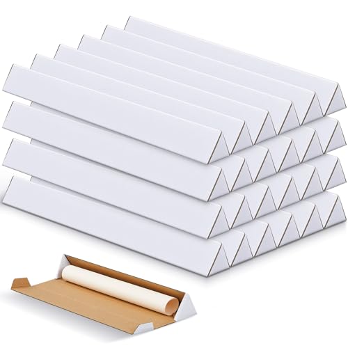 Tatuo 50 Pcs Triangle Mailing Shipping Tubes 36.22" L x 3" w x 3" h Oyster White Corrugated Cardboard Box Poster Tube for Protecting, Shipping, Mailing and Storage of Artwork, Crafts, Long Art Holder