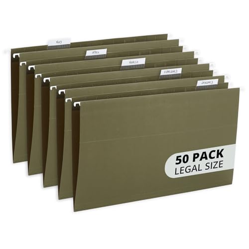 Blue Summit Supplies 50 Legal Size Hanging File Folders, Green