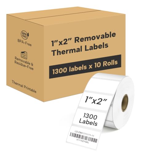 LLIKED 2" x 1" Removable Thermal Labels No Residue 10 Rolls 13000 Pcs