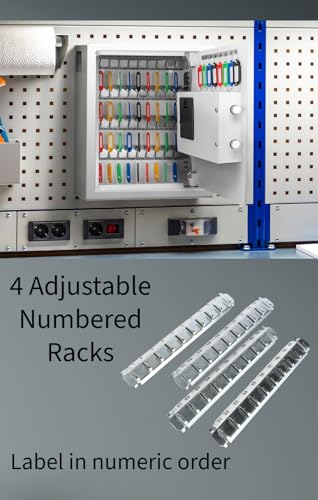 Barska 48 Position Key Cabinet with Digital Keypad Wall Mounted Security Keys Safe Key Organizer White with Adjustable Racks Key Tags