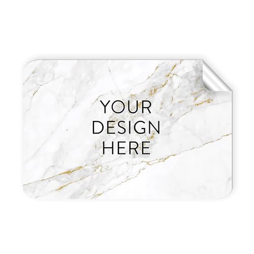 100 Custom Vinyl Stickers - Upload Your own Image, Text, Design, Logo - Personalized Logo Labels for Handmade, Packaging, Bottle, Jars, Candle, Brand Stickers (Gold Marble, 6x4)