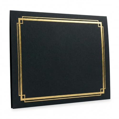PaperDirect Black Certificate Jackets - Pack of 50, 9.5 x 12, Gold Double Foil Border - Perfect for Diplomas, Employee Recognition, Volunteer Appreciation, Award Ceremonies, Birthdays