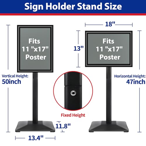 VAIIGO Sign Stand 11x17inch Pedestal Sign Holder Poster Stand 3Packs Adjustable Floor Standing Sign Holder with Heavy Duty Display Stand for Indoor Outdoor Business Store Sign Holders(Black)