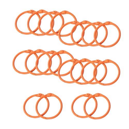 Binder Rings, 20 PCS Diameter 3cm Book Rings Metal DIY Binder Ring for Home School Office Booklets Cards File(Orange)