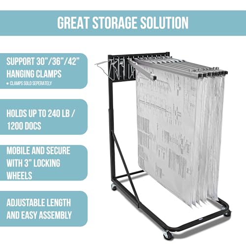 Adir Mobile Blueprint Holder – Construction Plan Rack, Map Organizer, Blueprint Rack, and Poster Display Rack for Jobsite and Office (Without Blueprint Clamps)