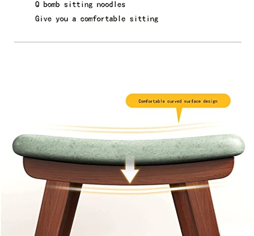 XYIANG Low Stool Modern Comfortable Footrest, Solid Wood Foot Rest, Upholstered Seat, Side Table Foot Stool, Minimalist Green Footstool Stable