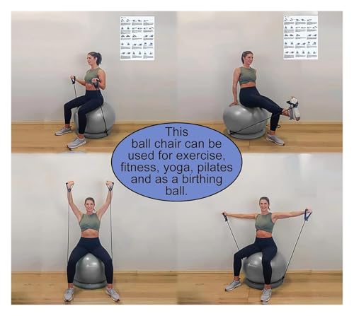 Yoga Ball Chair,Yoga Ball，Exercise Ball, Yoga Ball Chair Workout Ball Chair for Yoga/Fitness Stability Ball Chair for Office Home Classroom Pregnancy Ball Seat with Pump Relieve(Diameter 55cm ( 21 5/8
