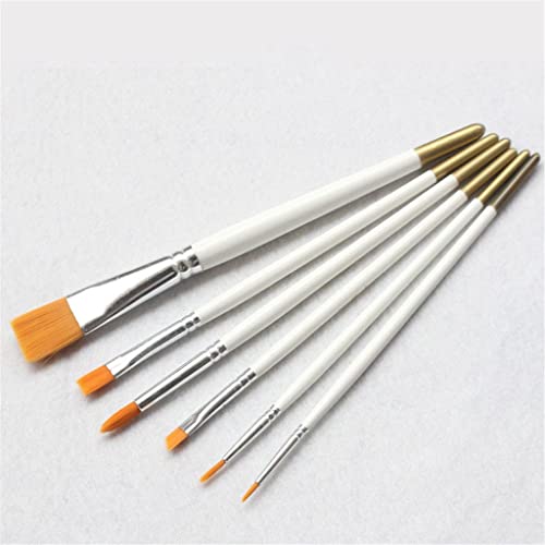 HBJWOV 6Pcs Paint Brushes Set Nylon Hair Acrylics Watercolor Oil for School Art Supplies Paintbrush