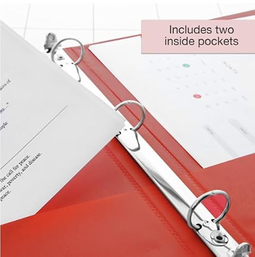 24 Pack, 3 Ring Binder 1/2" Economy View Binders Red, Hold 100 Sheets