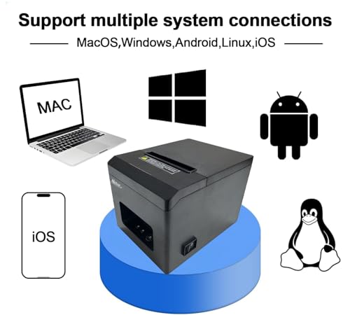 MRBOSS POS 3“ 1/8 Thermal Receipt Printer Bluetooth USB Support Food Delivery Ticket Printing App Grubhub Postmates Also for Togo Shop Bubble Tea Fastfood Restaurant Kitchen Ticket