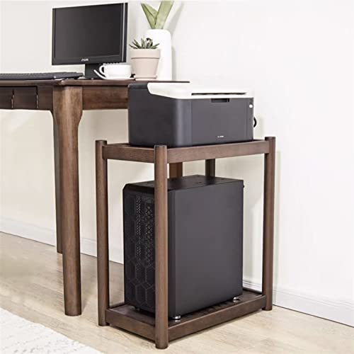 VHDY85KA Office Solid Wood PC Tower Stand, 2-Tier Mobile CPU Holder, Floor Standing PC Main Case Stand with Invisible Caster Wheels for Home Office Accessories(White,Small)