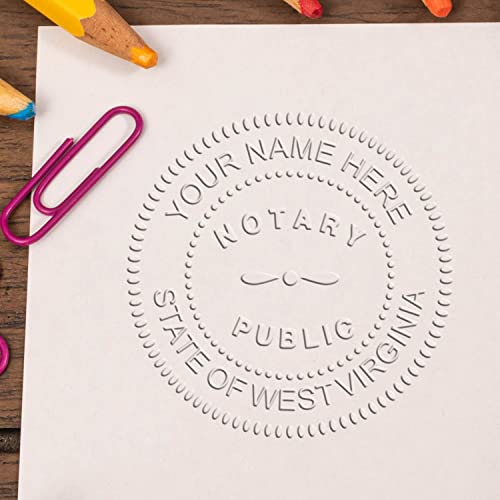 Heavy Duty West Virginia Notary Embossing Seal, Long Reach Desk Stamp WV