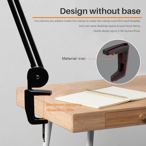 Bemelux LED Magnifying Lamp with Clamp, 14W 1200LM, 2.25X, Black