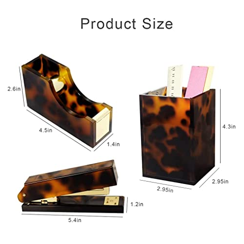 GTTBL Acrylic Desk Staplers Small Leopard Gold Stapler Portable Desktop Stapler for Desk Stationery Set Office Utility Binding Supplies