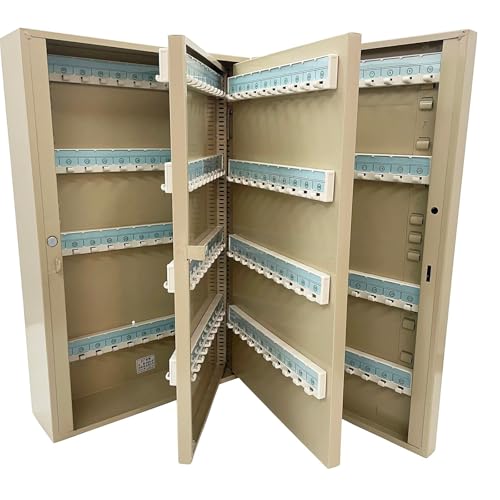 BEILOCKERY Key Cabinet 240 Position, Beige Key Storage Box with Colorful Key Tags and Lockable Door, Wall Mount Key Organizer for Home Office Garage