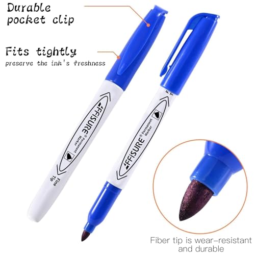 Affisure 12 Colors Permanent Markers， 144 Pack colored marker sets, Assorted Colors Marker，Fine Point， Permanent Markers Bulk, Fast Dry, Waterproof, work on Plastic, Glass, Metal, Wood and Stone