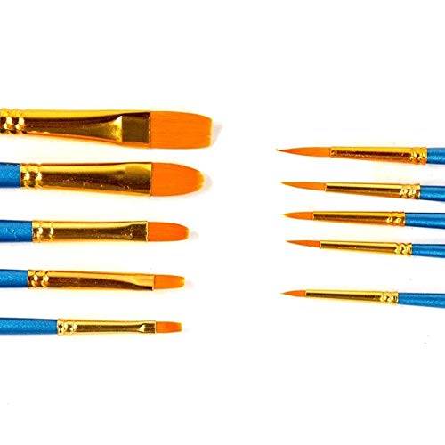 HBJWOV 10 Pcs Artist Paint Brush Set Nylon Hair Watercolor Acrylic Oil Painting Brushes Drawing Art Supplie